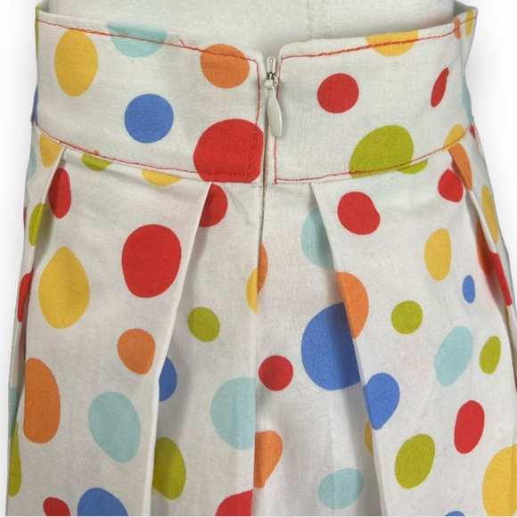 Beebop & Wally White Multi Colored Polka Dot A-Line Pleated Novelty Skirt SZE XS - Picture 6 of 9